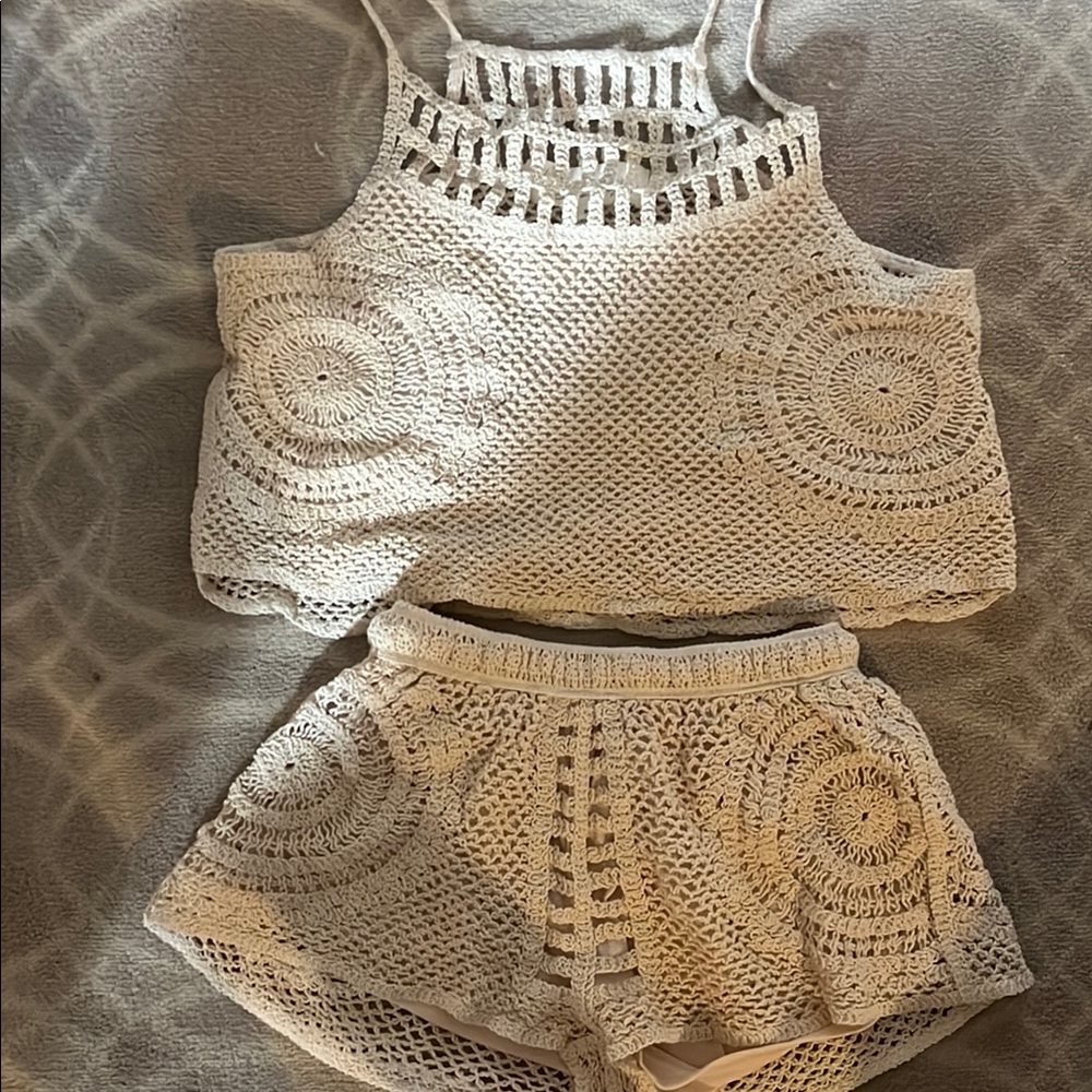 Vintage Havana Crochet Tank Top and Shorts Set